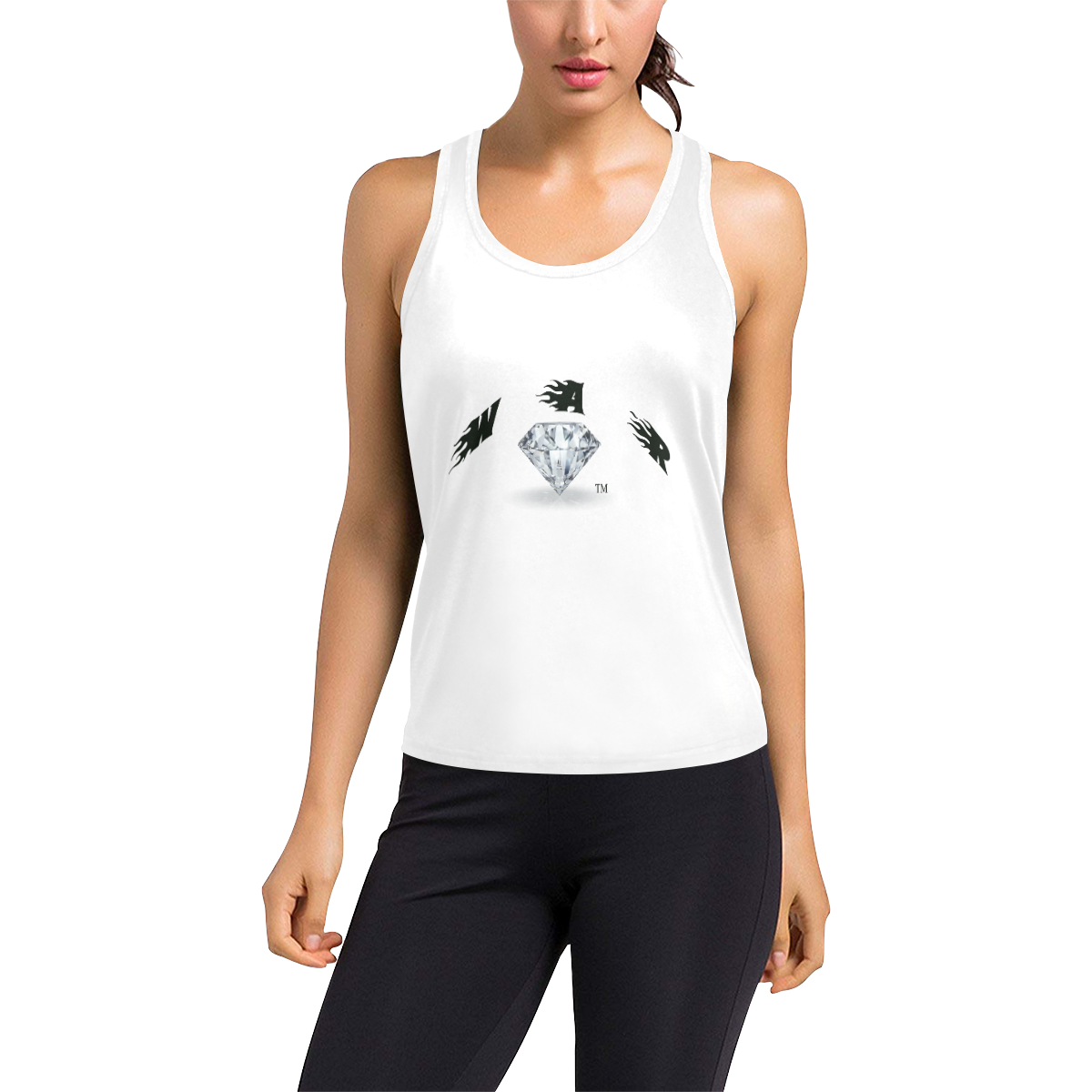 WHITE Women's Racerback Tank Top (Model T60)