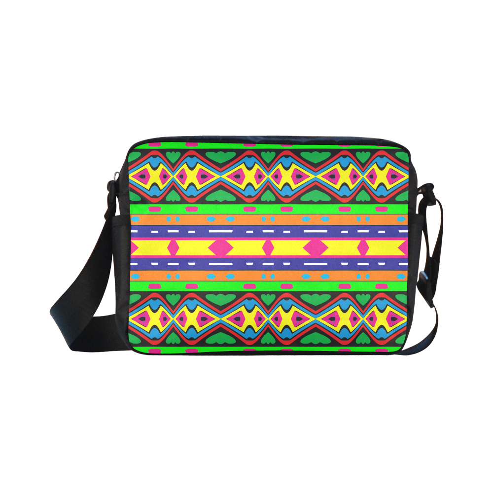 Distorted colorful shapes and stripes Classic Cross-body Nylon Bags (Model 1632)