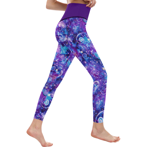 Purple Cosmos Women's All Over Print High-Waisted Leggings (Model L36)