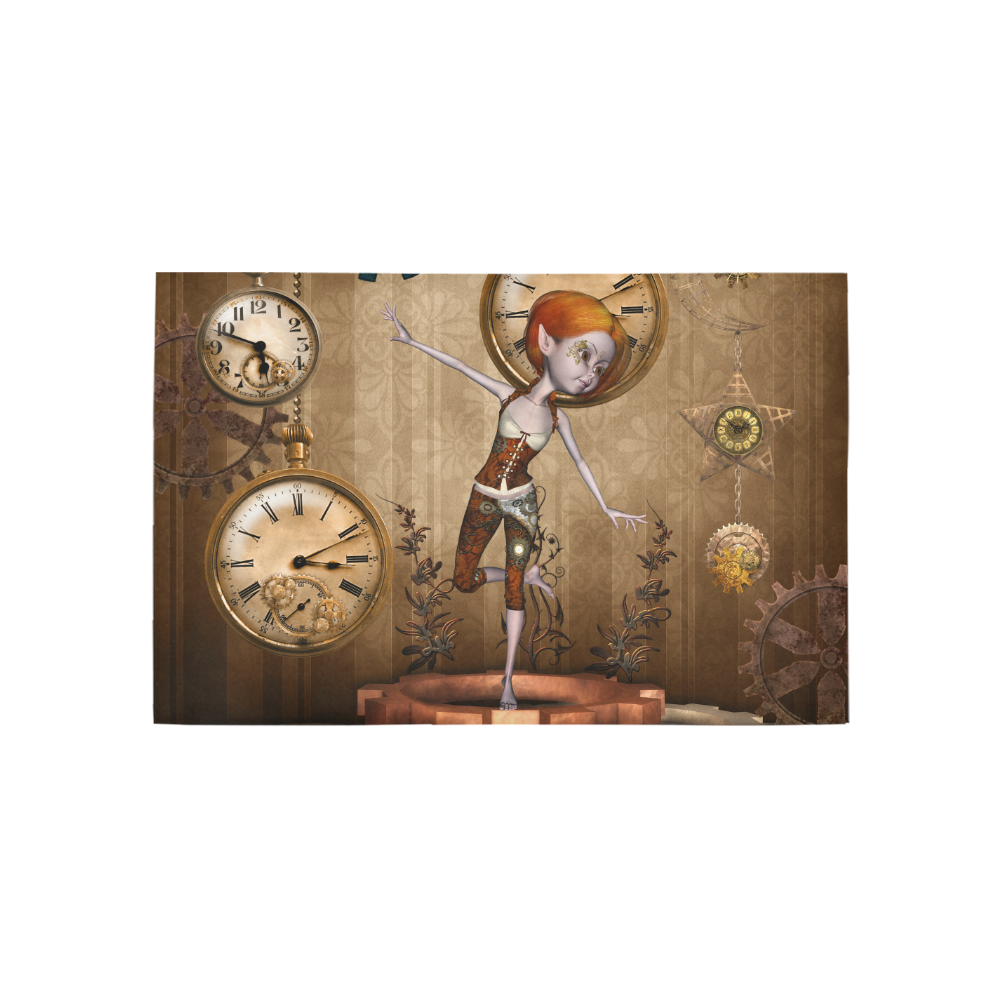 Steampunk girl, clocks and gears Area Rug 5'x3'3''
