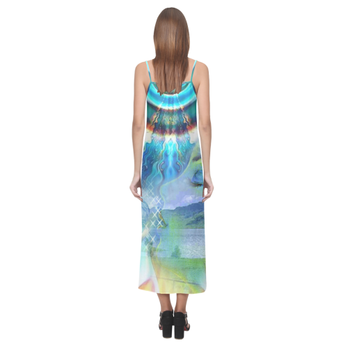 Soul vibrations V-Neck Open Fork Long Dress(Model D18)
