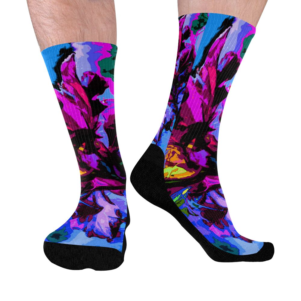 reaching for the sky 1d Mid-Calf Socks (Black Sole)