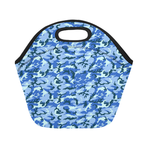 Woodland Blue Camouflage Neoprene Lunch Bag/Small (Model 1669)
