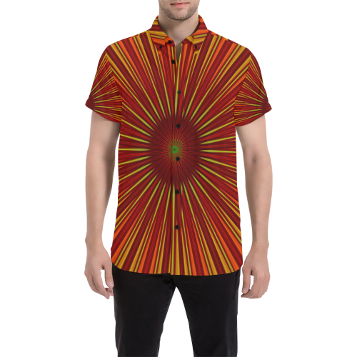 Retro 70s sunburst pattern Men's All Over Print Short Sleeve Shirt (Model T53)