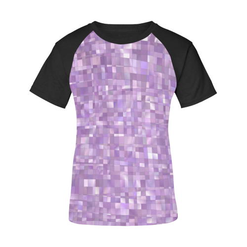 Violet, Purple Pearl, Mosaic Glitch Women's Raglan T-Shirt/Front Printing (Model T62)
