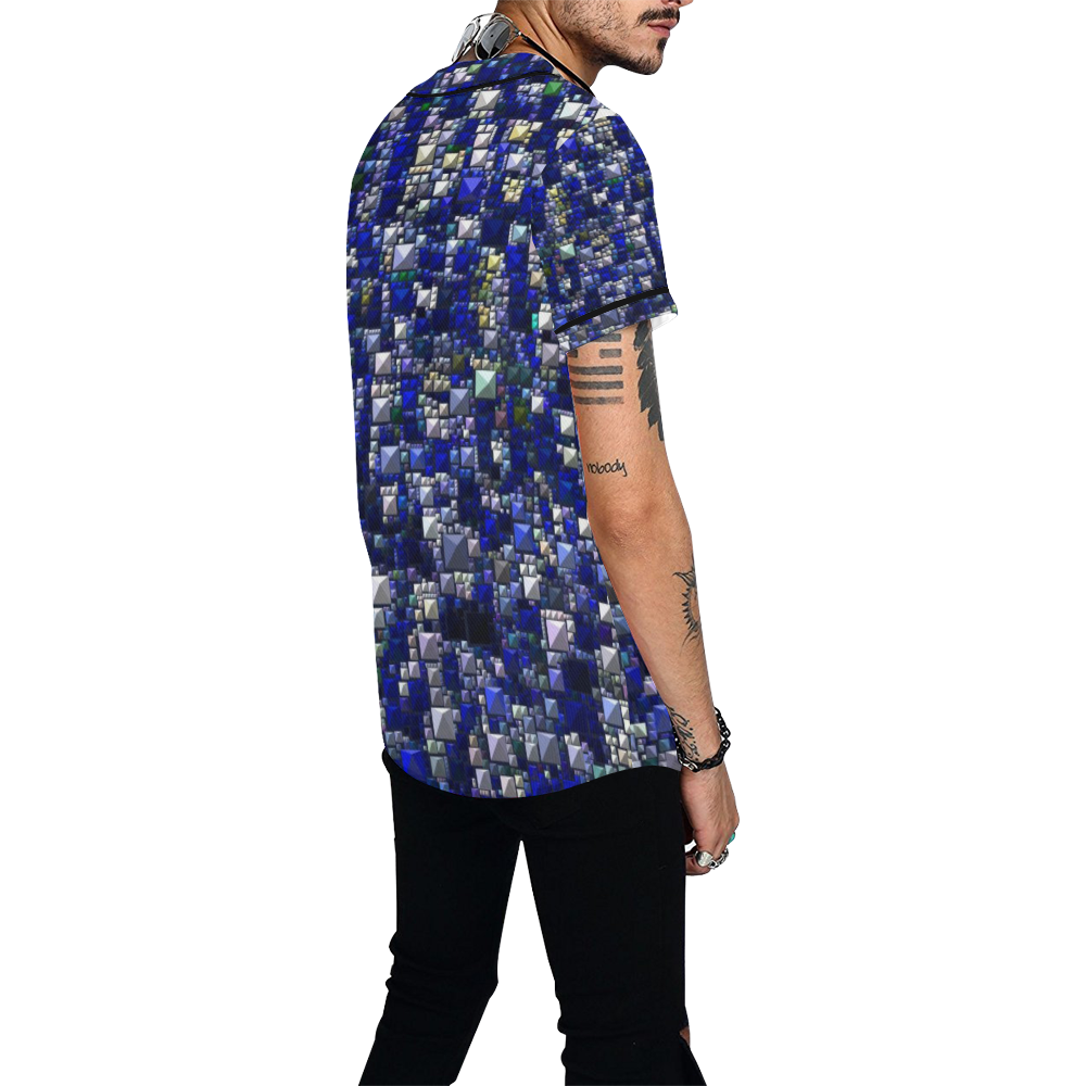 Sparkling and glittering, blue by JamColors All Over Print Baseball Jersey for Men (Model T50)