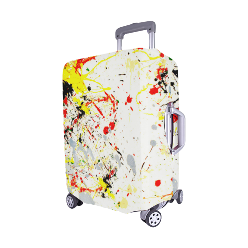 Black, Red, Yellow Paint Splatter Luggage Cover/Medium 22"-25"