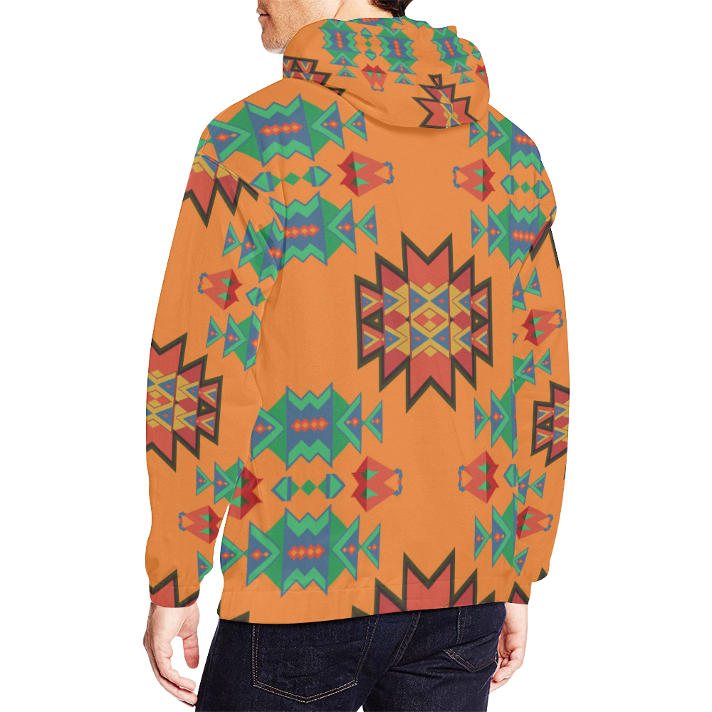 Misc shapes on an orange background All Over Print Hoodie for Men (USA Size) (Model H13)