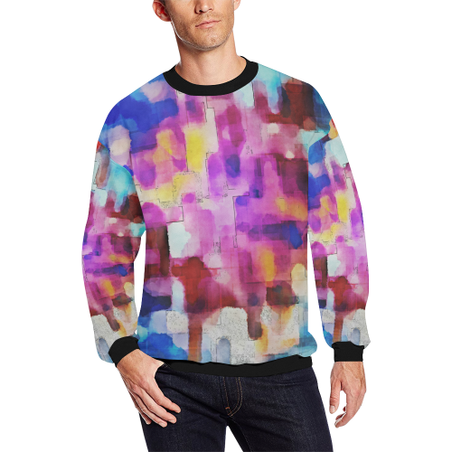 Blue pink watercolors All Over Print Crewneck Sweatshirt for Men (Model H18)
