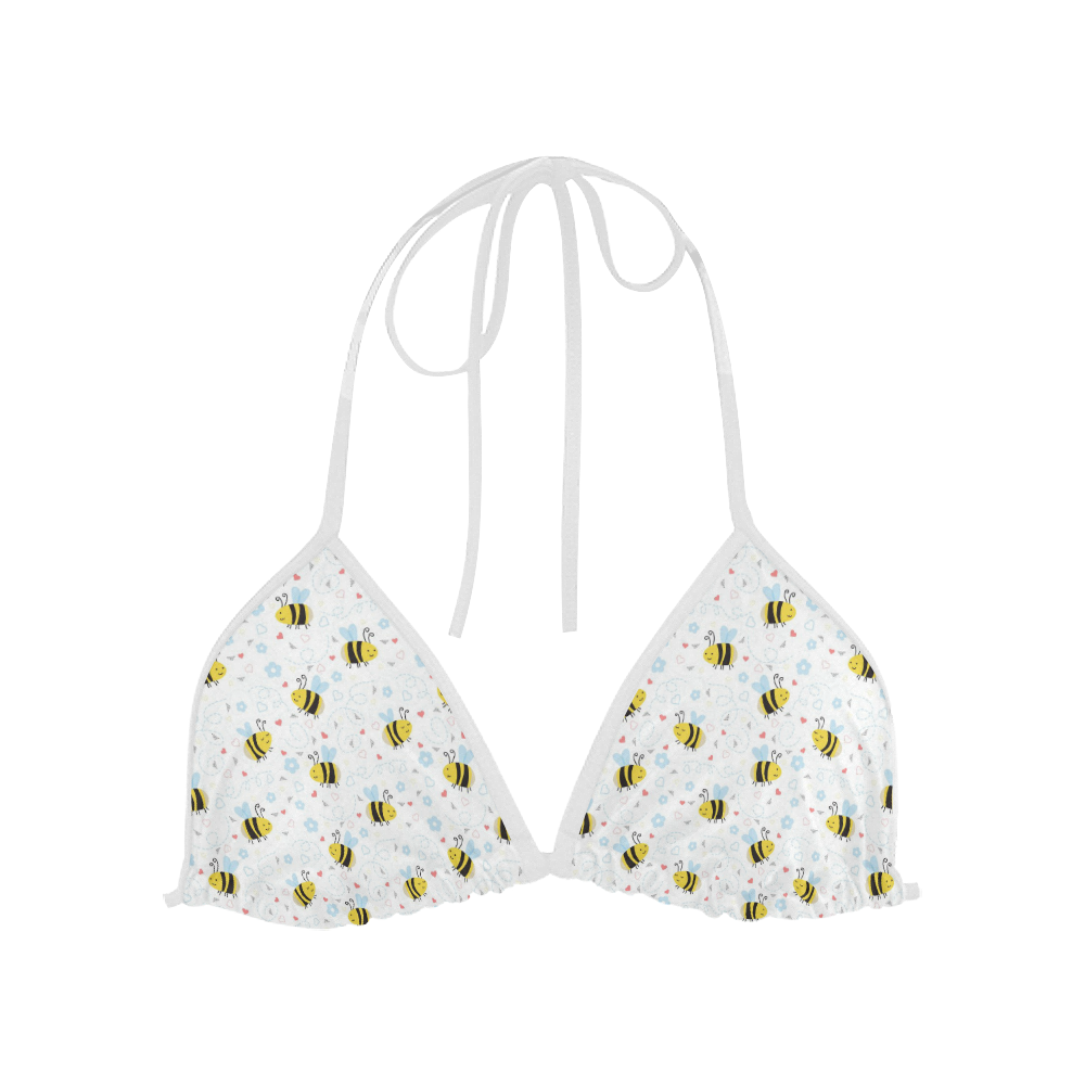 Cute Bee Pattern Custom Bikini Swimsuit Top