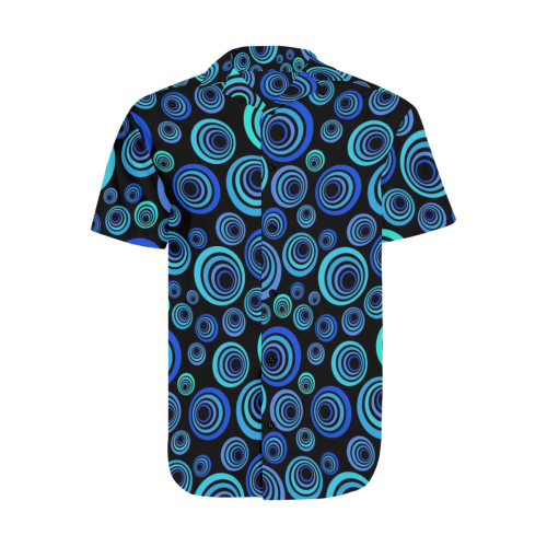 Retro Psychedelic Pretty Blue Pattern Men's Short Sleeve Shirt with Lapel Collar (Model T54)
