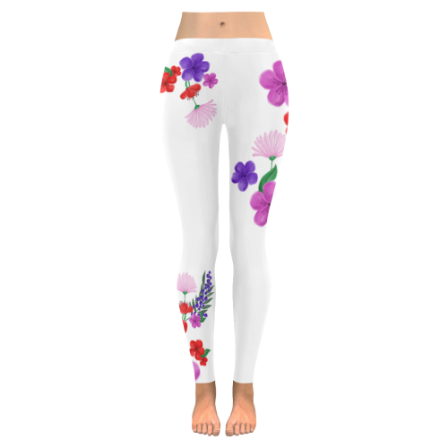 BUNCH OF FLOWERS Women's Low Rise Leggings (Invisible Stitch) (Model L05)
