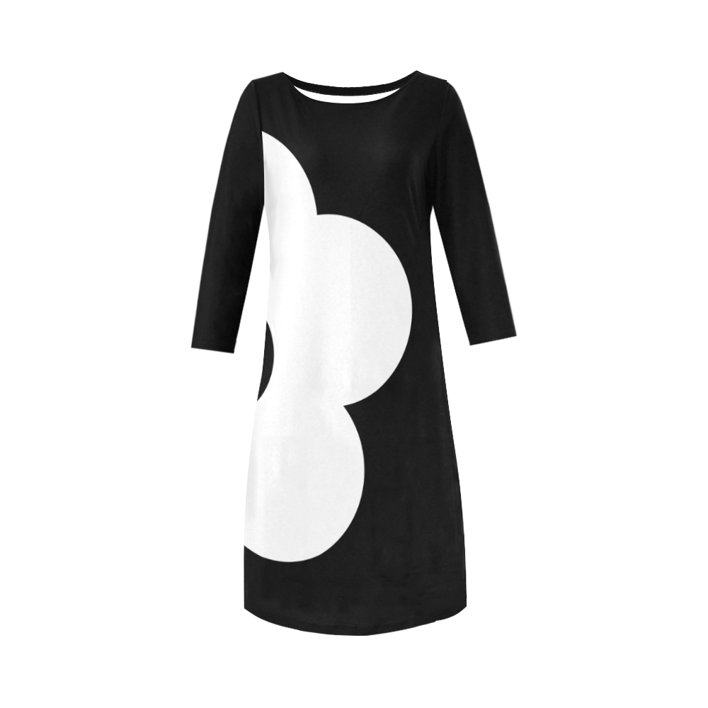 White Flower on Black by ArtformDesigns Round Collar Dress (D22)