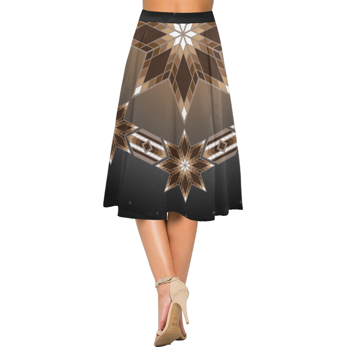 Morning Stars Circle Brown Aoede Crepe Skirt (Model D16)