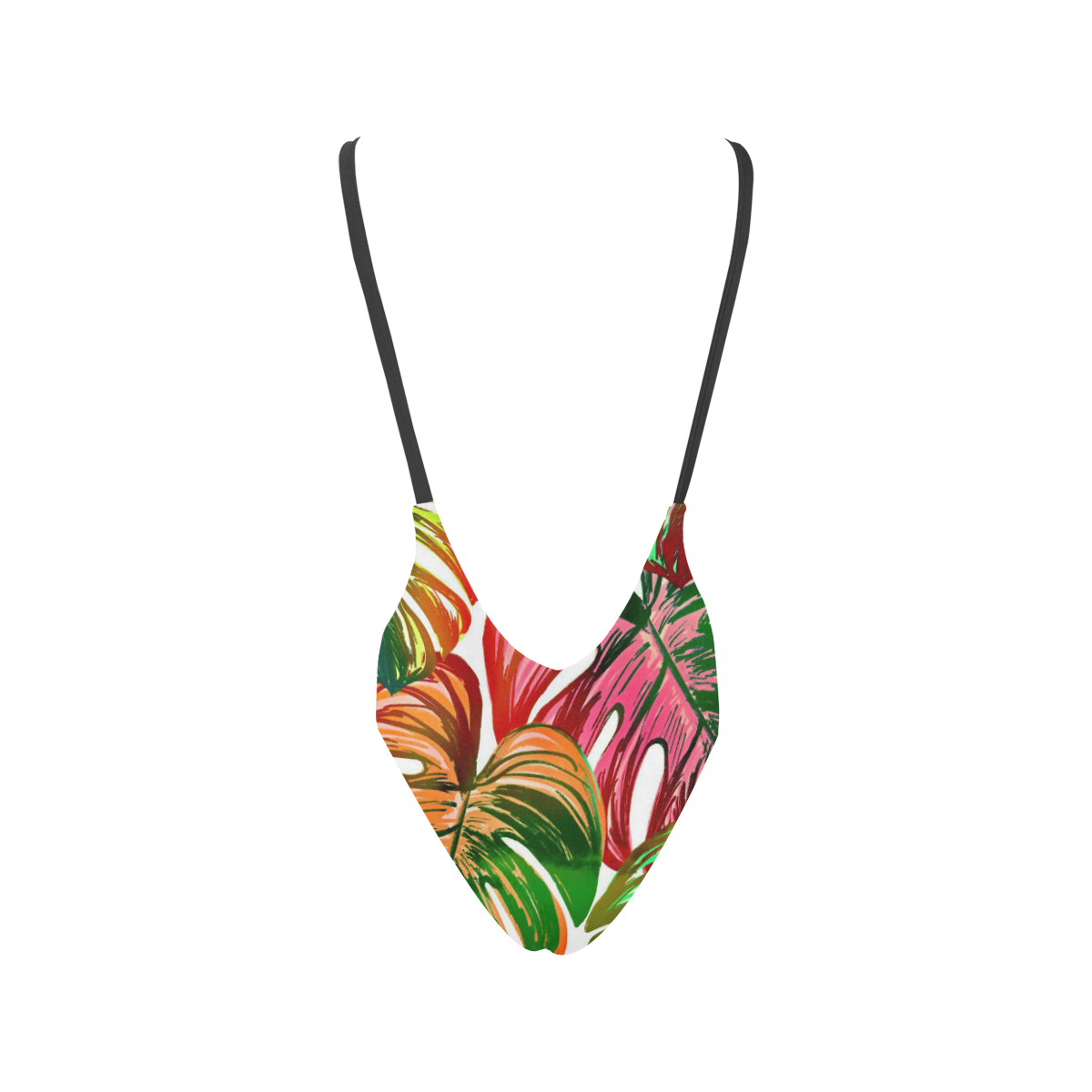 Pretty Leaves D by JamColors Sexy Low Back One-Piece Swimsuit (Model S09)