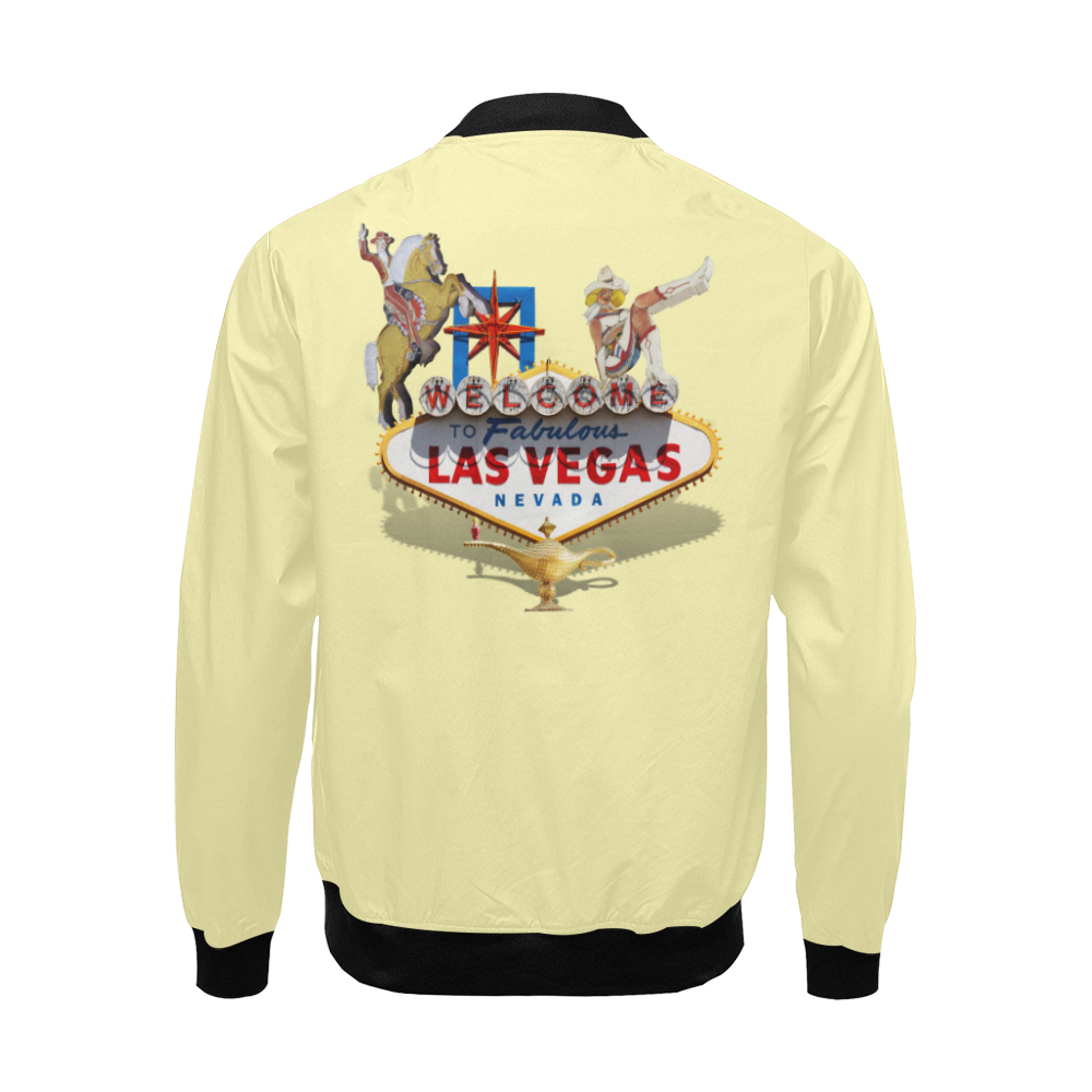 Las Vegas Welcome Sign on Yellow All Over Print Bomber Jacket for Men/Large Size (Model H19)