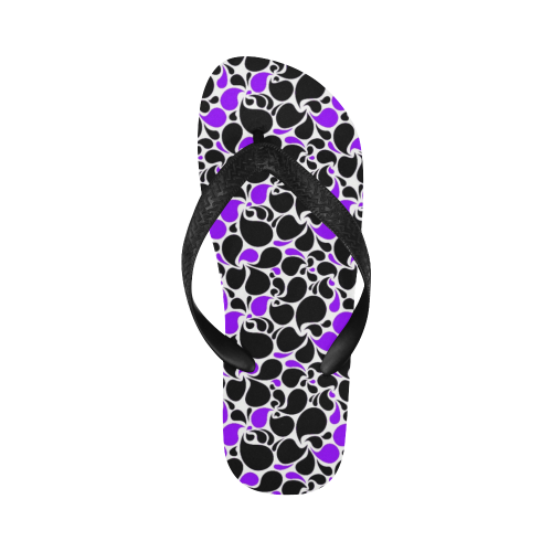 purple black paisley Flip Flops for Men/Women (Model 040)
