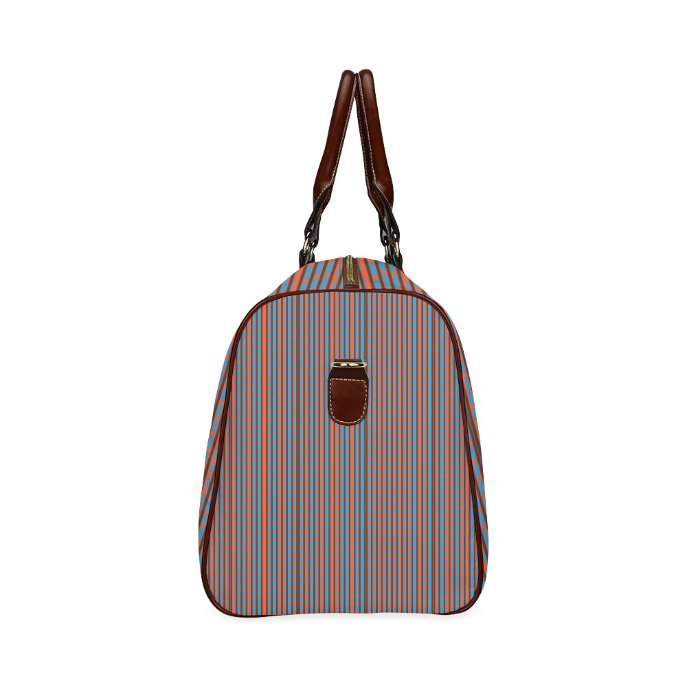 Retro Orange Blue Web Weave Waterproof Travel Bag/Small (Model 1639)
