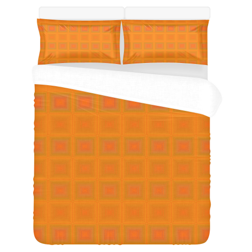 Orange multiple squares 3-Piece Bedding Set