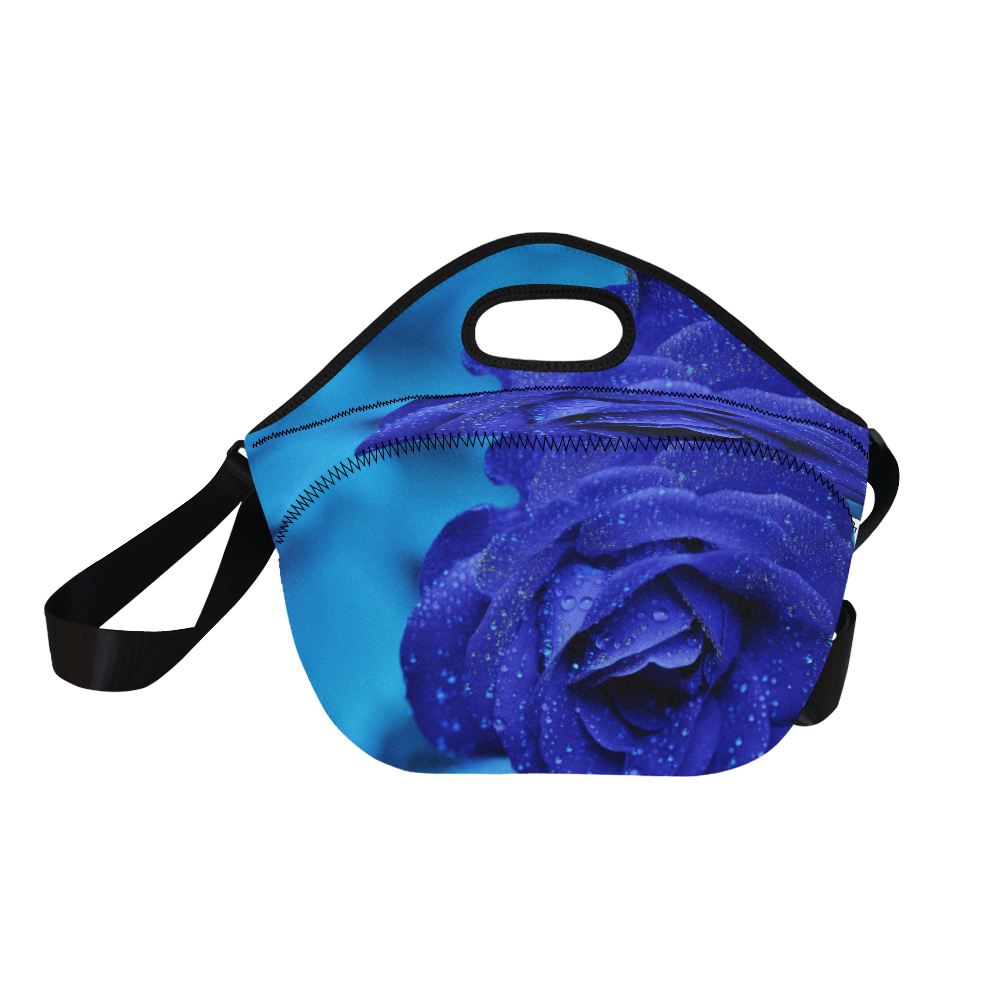 Blue rose Neoprene Lunch Bag/Large (Model 1669)