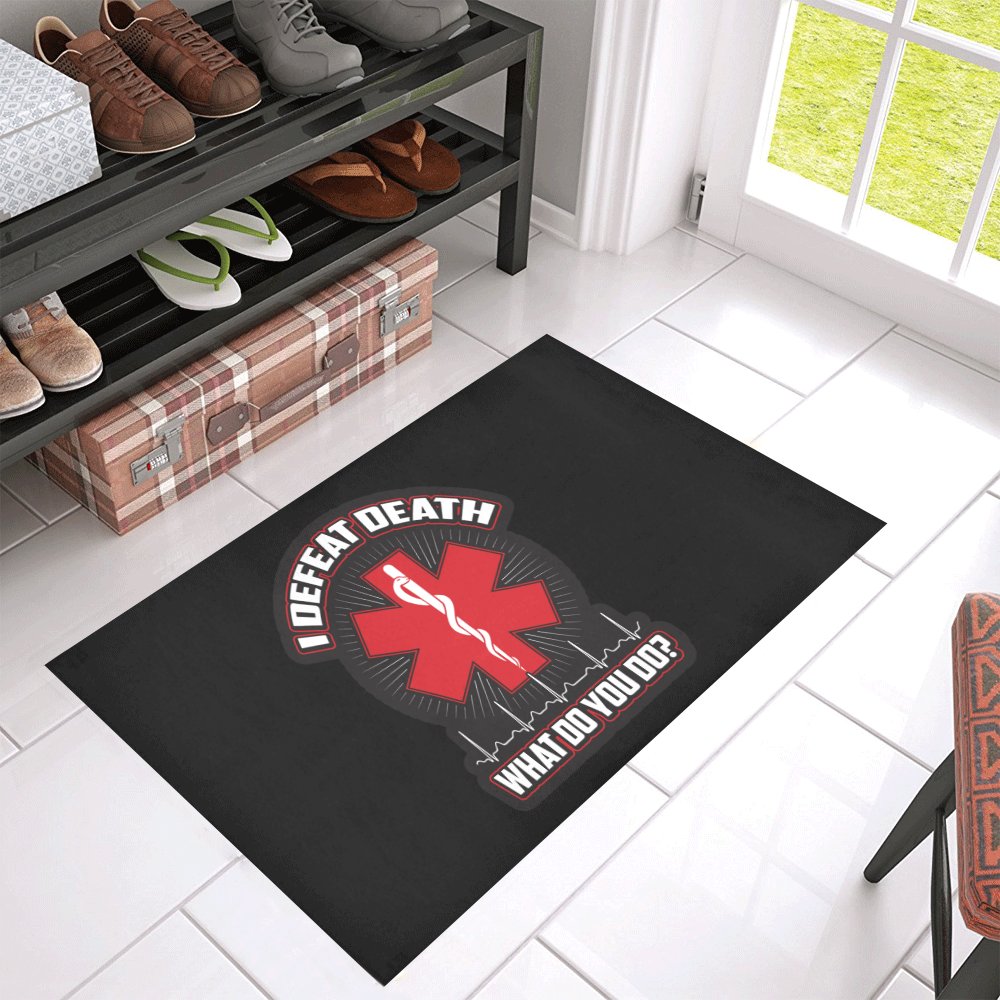 I Defeat Death EMT Azalea Doormat 30" x 18" (Sponge Material)