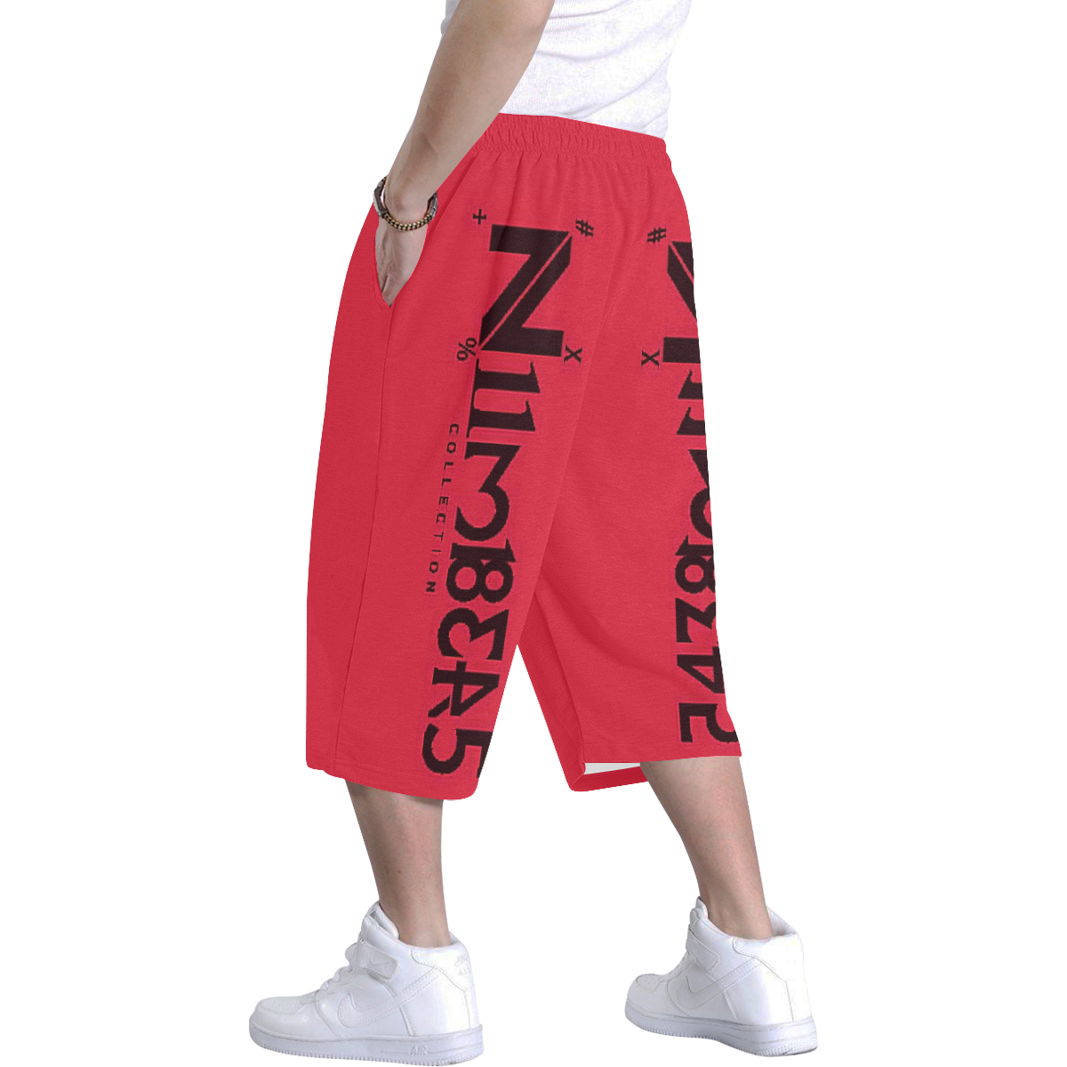 NUMBERS Collection Red Men's All Over Print Baggy Shorts (Model L37)