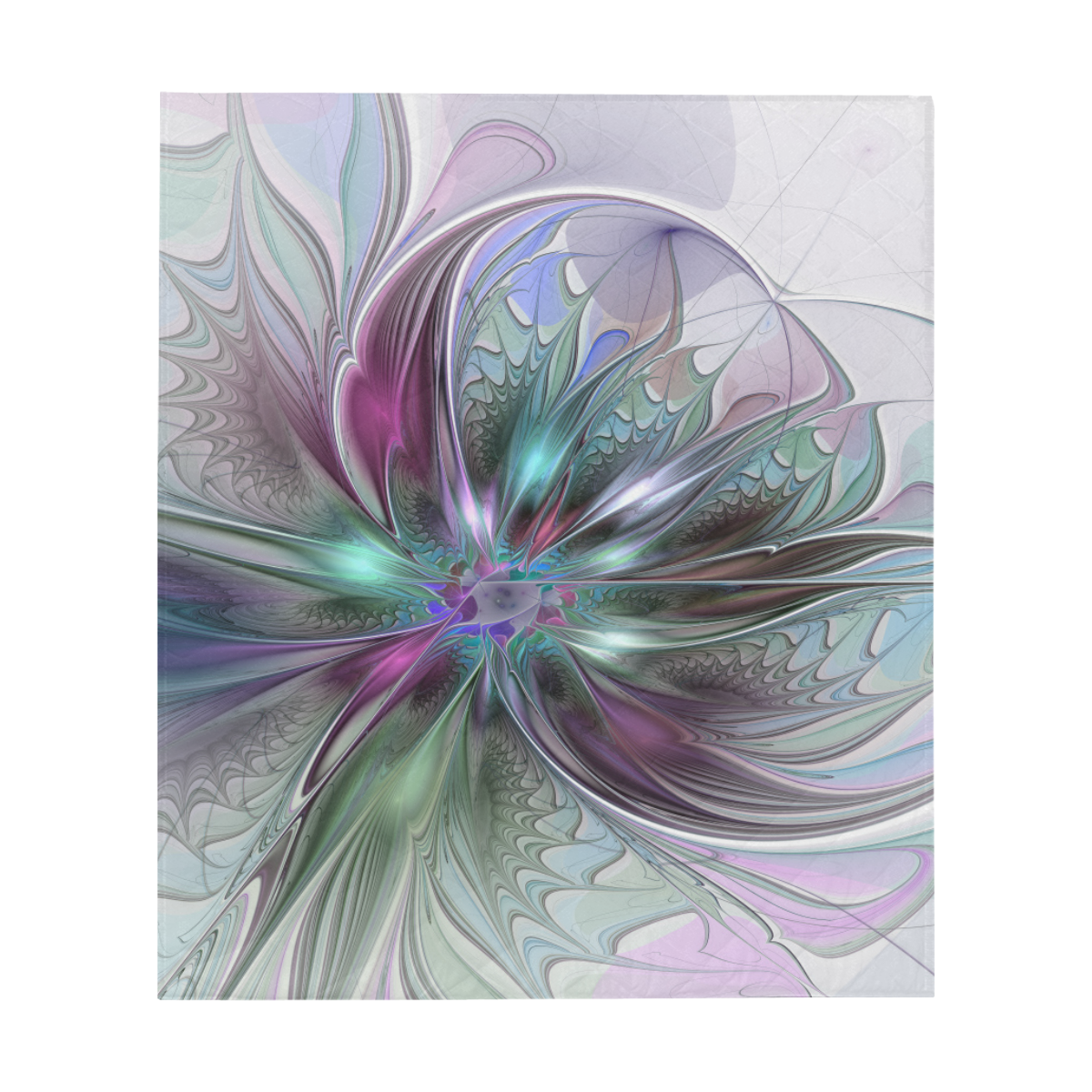 Colorful Fantasy Abstract Modern Fractal Art Flower Quilt 60"x70"