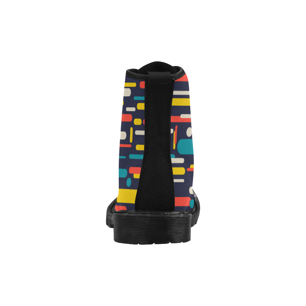 Colorful Rectangles Martin Boots for Men (Black) (Model 1203H)