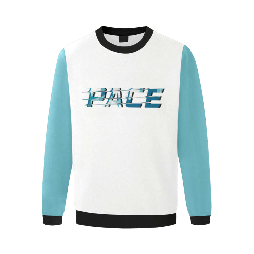 PACE Mens Blue/White Motion Sweater Men's Oversized Fleece Crew Sweatshirt (Model H18)