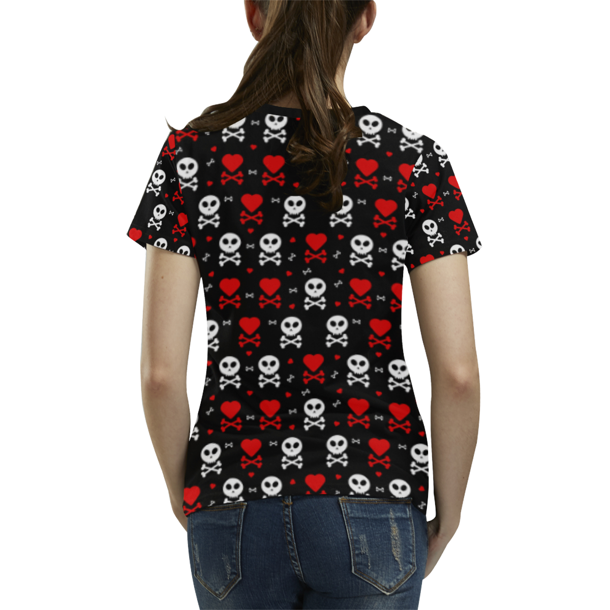 Skull and Crossbones All Over Print T-shirt for Women/Large Size (USA Size) (Model T40)