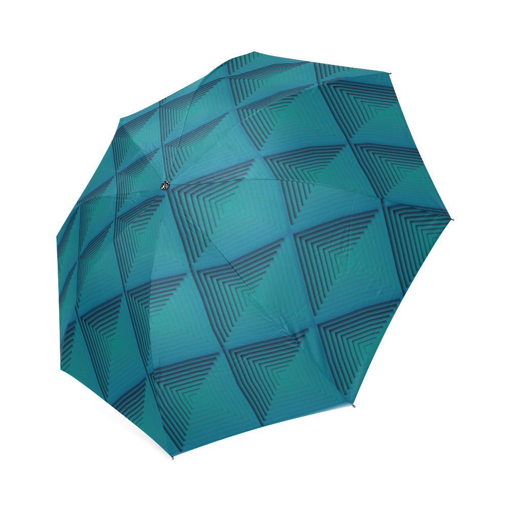 Baby blue multicolored multiple squares Foldable Umbrella (Model U01)