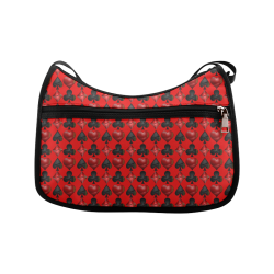 Las Vegas Black and Red Casino Poker Card Shapes on Red Crossbody Bags (Model 1616)