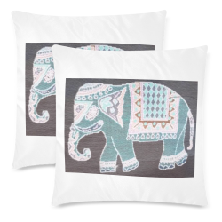 01111 elephant art Custom Zippered Pillow Cases 18"x 18" (Twin Sides) (Set of 2)