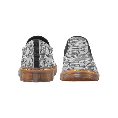Woodland Urban City Black/Gray Camouflage Martin Women's Slip-On Loafer (Model 12031)
