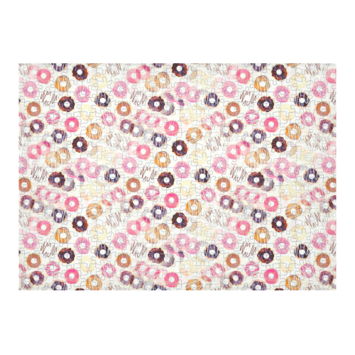 Donuts Pattern by K.Merske Cotton Linen Tablecloth 60"x 84"