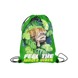 Brandon Jungle vibes green Medium Drawstring Bag Model 1604 (Twin Sides) 13.8"(W) * 18.1"(H)