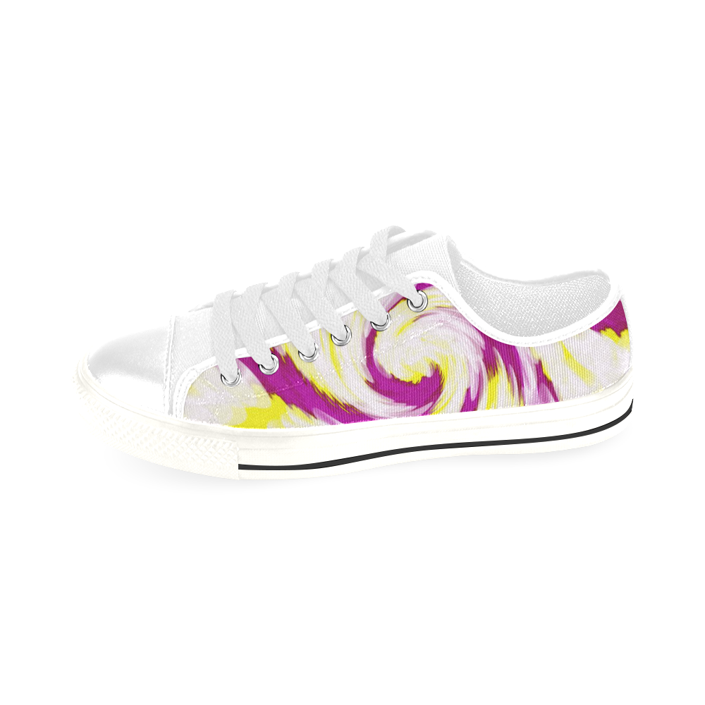 Pink Yellow Tie Dye Swirl Abstract Men's Classic Canvas Shoes/Large Size (Model 018)