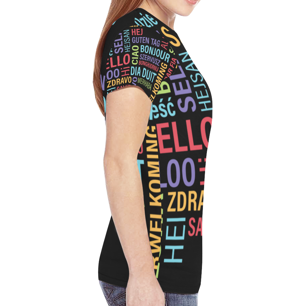 HELLO TO THE WORLD New All Over Print T-shirt for Women (Model T45)
