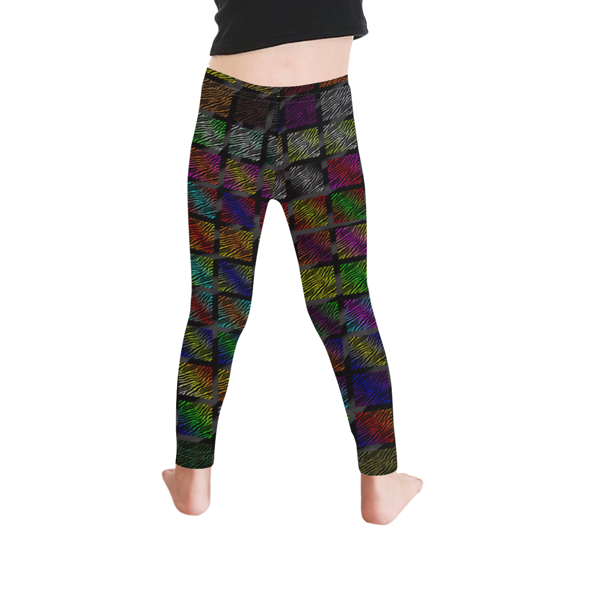 Ripped SpaceTime Stripes Collection Kid's Ankle Length Leggings (Model L06)