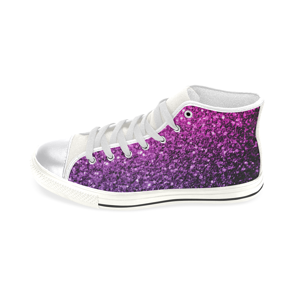 Beautiful Purple Pink Ombre glitter sparkles Women's Classic High Top Canvas Shoes (Model 017)