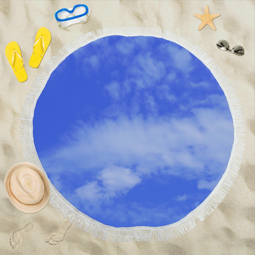 Blue Clouds Circular Beach Shawl 59"x 59"