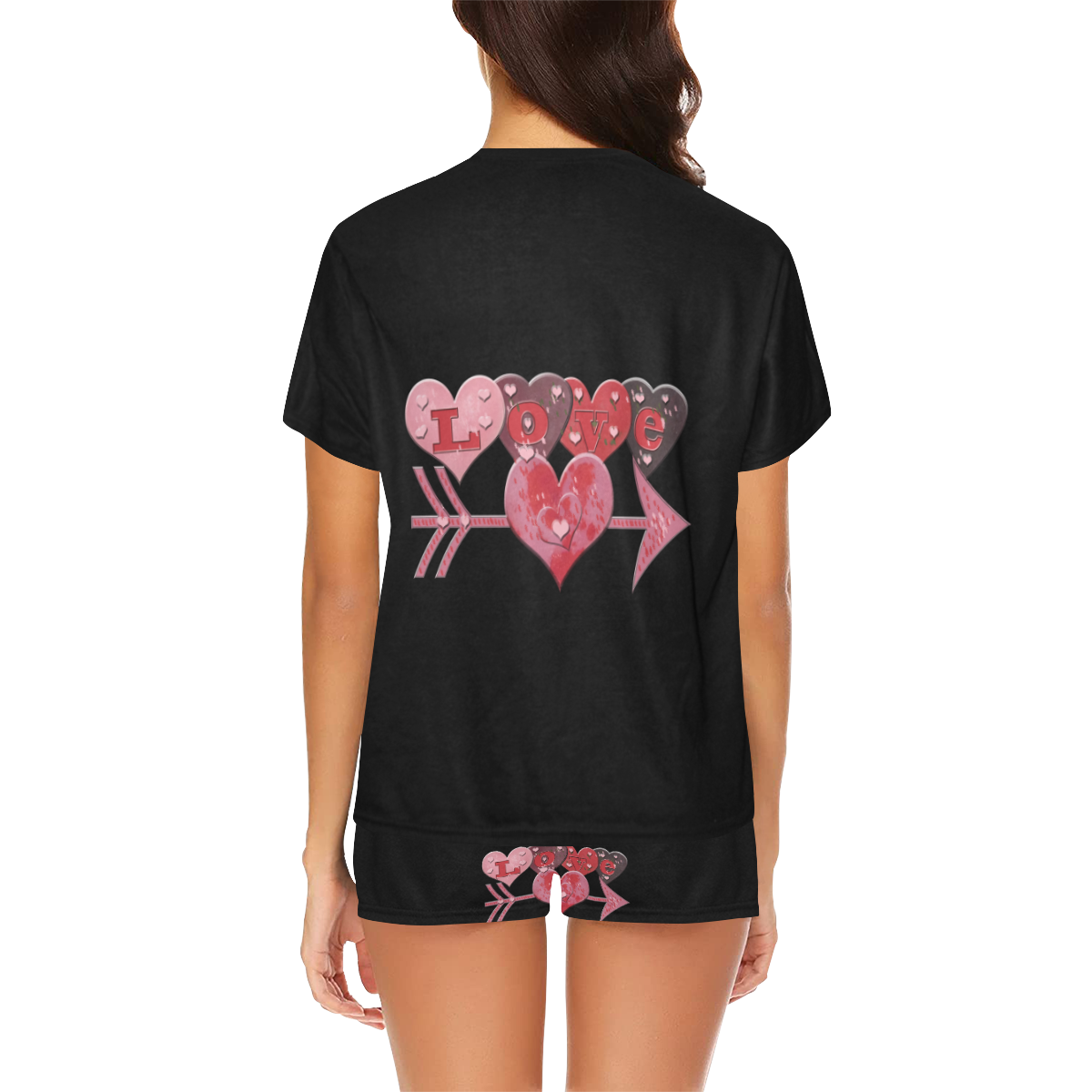 Love Hearts Arrow Women's Short Pajama Set