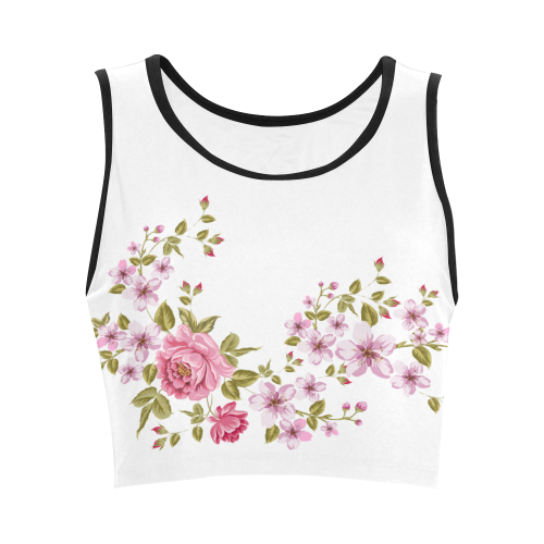 Pure Nature - Summer Of Pink Roses 1 Women's Crop Top (Model T42)