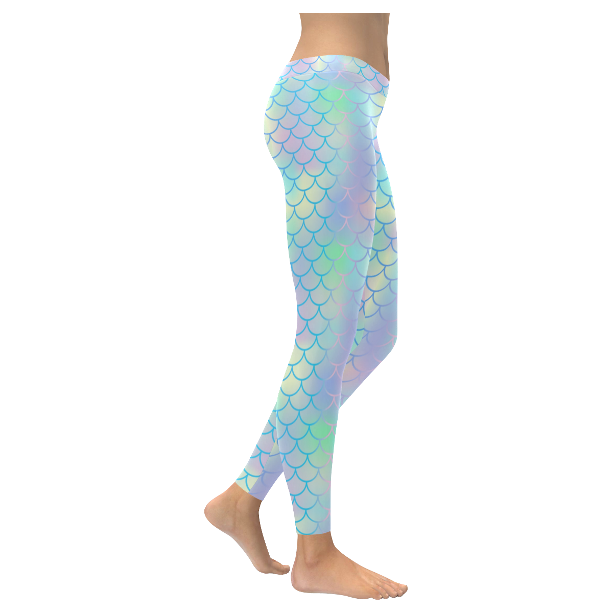 Teal Neon Mermaid Women's Low Rise Leggings (Invisible Stitch) (Model L05)