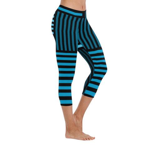 Blue Weave Women's Low Rise Capri Leggings (Invisible Stitch) (Model L08)