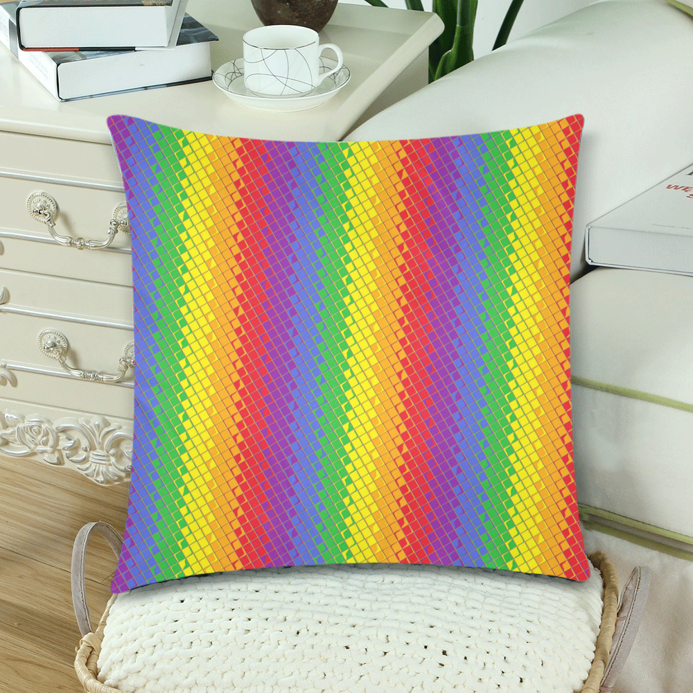 Rainbow Pattern by K.Merske Custom Zippered Pillow Cases 18"x 18" (Twin Sides) (Set of 2)