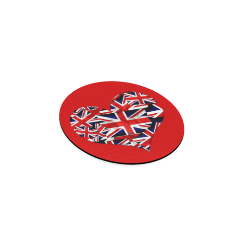 Union Jack British UK Flag Heart Red Round Coaster