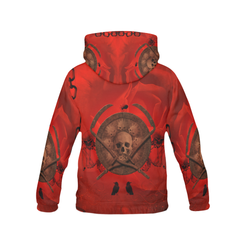 Skulls on red vintage background All Over Print Hoodie for Men/Large Size (USA Size) (Model H13)