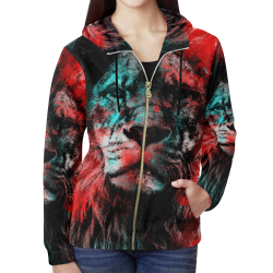 lion jbjart #lion All Over Print Full Zip Hoodie for Women (Model H14)