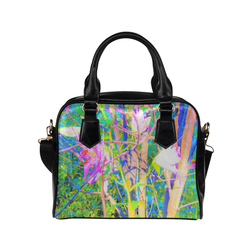 Abstract Oriental Lilies in My Garden Shoulder Handbag (Model 1634)